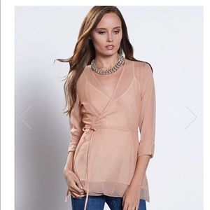Style Saint 100% Silk Wrap Top in Blush